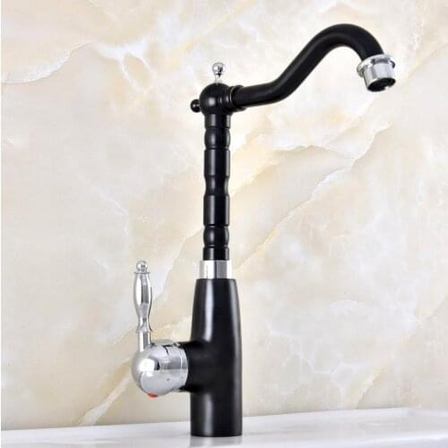 Black Oil Rubbed Bronze Polished Chrome Brass Kitchen Wet Bar Bathroom Sink Faucet Swivel Spout Mixer Tap Single Hole mnf486