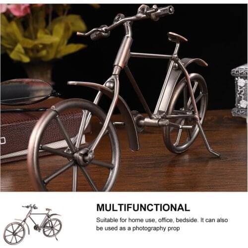 Wrought Iron Art Bike Statue Creative Vintage Bike Statue Craft Ornament Home Decoration Desktop Adornment Supplies
