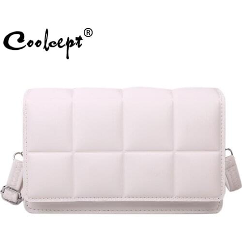 Coolcept Weave Crossbody Bags for Women 2021 Quality PU Leather Thick Chain Shoulder Messenger Bags Female Handbag And Purse