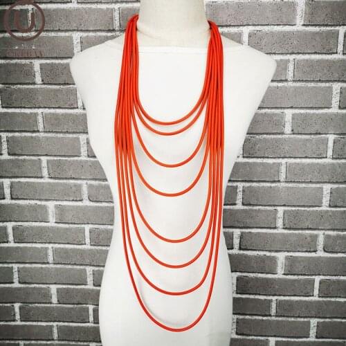 UKEBAY New Long Luxury Pendant Necklaces Women Fashion Design Sweater Chain Match Ethnic Clothes Necklaces Rubber Jewelry Gothic