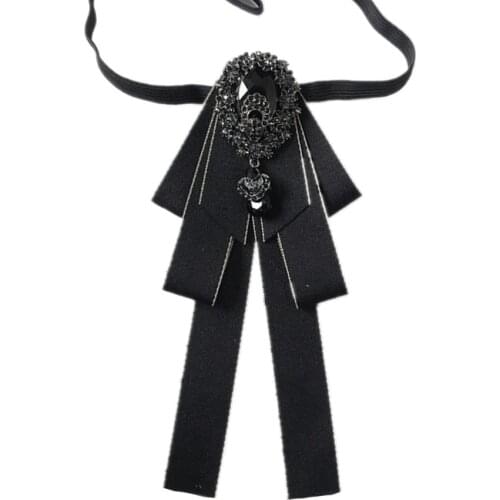 Korean Fashion Fabric Bow Brooch Rhinestone Bow Tie British Style Mens Suit Shirt Necktie Wedding Jewelry Clothing Accessories