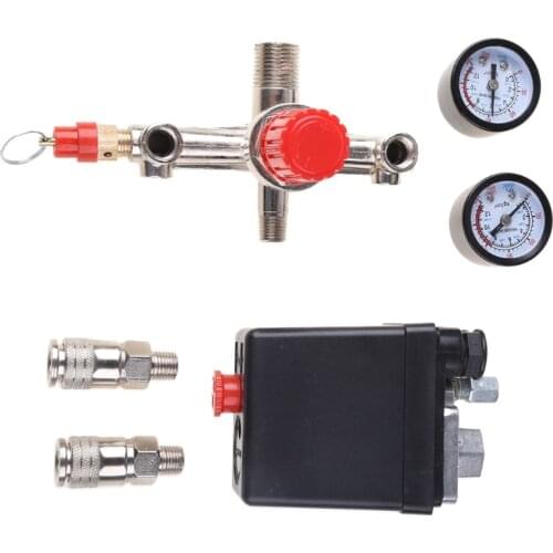 Air Compressor Pressure Control Switch Valve 0.5-1.25MPa With Manifold Regulator & Gauges