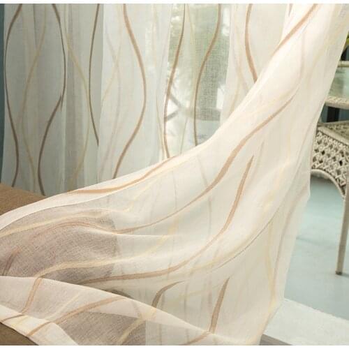Jacquard sheer curtain modern style gold color curtain for living room Finished curtain