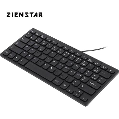 ZIENSTAR AZERTY French Letter Ultra -thin Design Mini USB Wired Keyboard for Computer
