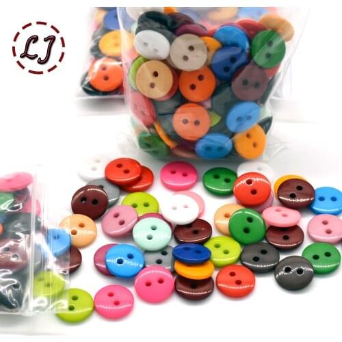 100pcs/300pcs/500pcs Resin Sewing Button Round 11.5mm( 0.45in) dyed mixed color for children cloth DIY accessories