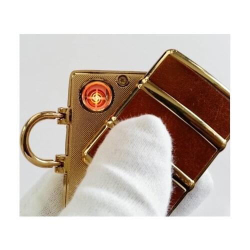 2PCS/LOT Golden box Shape Windproof Rechargeable Flameless Cigar Lighter Electronic USB lighters