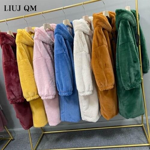 2021 Women Parka Winter clothes New Oversize Faux Fur Coat Thick Warm Long Fur Jacket Hooded Overcoat Plush Coat Winter Jackets