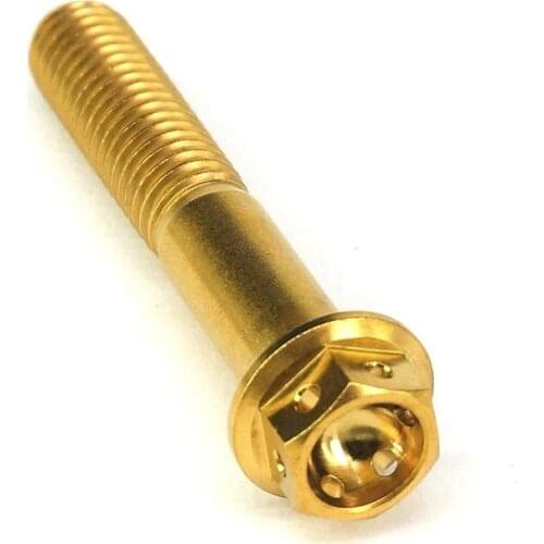 4pcs M8*1.25 Length 45mm Golden GR5 Titanium Motorcycle Flange Screw Bolts Hex Concave Head Hollow