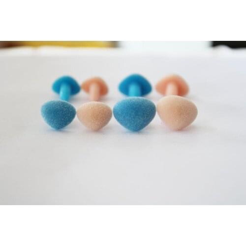 40pcs---12x15mm/14x18mm blue/flesh color Triangle flocking toy nose safety toy nose + hard washer for puppet diy plush doll