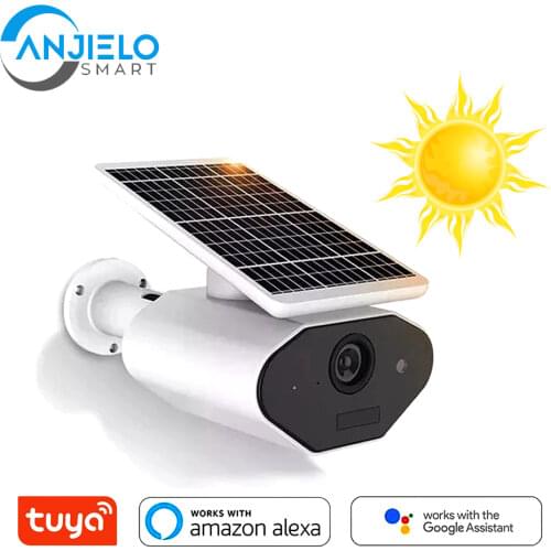 Tuya WIFI Solar Security Camera Outdoor Rechargeable Battery Powered Wireless WiFi IP Camera 1080p PIR Motion Detection