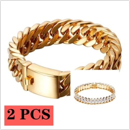 HipHop Rock Bracelet for Men Cuban Link Chain Sliver Gold Bracelets for Women Wedding Couple Jewelry Punk Chain Gifts Wholesale