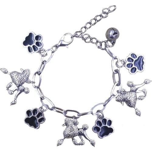 Stainless Steel Charm Chain Bracelets Dog Animal Men Women Poodle Bull Terrier Chihuahua Akita Rottweiler Drop Shipping SB003