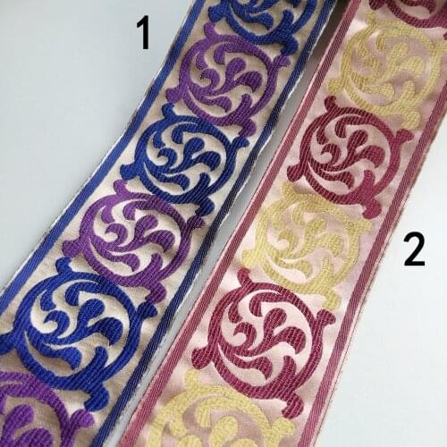 8cm Brochure Glossy Circle Flower Purple Blue Gold Garment Curtain Laciness National Jacquard Ribbon Woven Webbing Bedding Trim