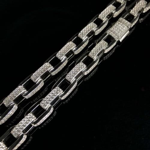 18k gold solid gold plated necklace CZ Iced out chaine en diamants