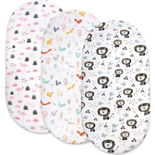 Baby Bassinet Sheet Stretch Fitted Changing Pad Cover Cute Cartoon Crib Fitted Sheets For Newborn Baby Boys & Girls