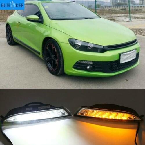 For VW Scirocco 2008-2013 Car Front LED side marker Lamp Amber Turn Signal Lights and White DRL Daytime Running Lights