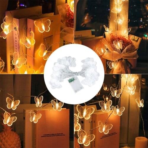 20LED String Light Battery Operated Butterfly Party Garland Fairy Lamp Holiday Christmas Lights Wedding Lamp Home Decoration