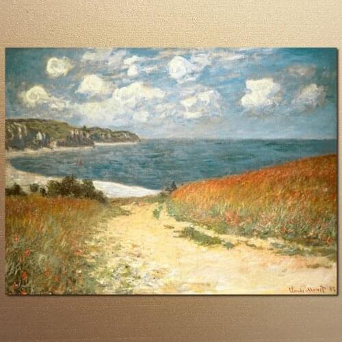 Path Through the Corn at Pourville, by Claude Monet Reproduction oil painting Canvas art Handmade High quality