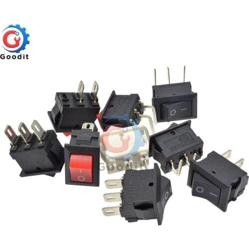 10Pcs Push Button Switch 10x15mm SPST 2Pin 3A 250V KCD11 Snap-in On/Off Boat Rocker Switch 10MM*15MM Black Red and White