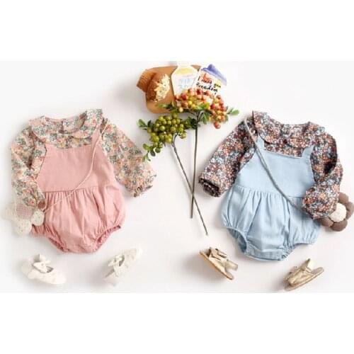 Baby Girls Romper Princess Spring Newborn Baby Clothes Doll Collar Baby Jumpsuits Floral Toddler Sunsuit Long Sleeve Playsuit