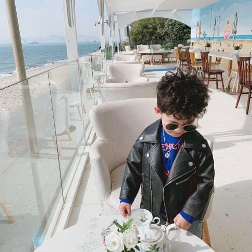 Boys Leather Jacket 2020 Autumn New Boys' Motorcycle Leather Baby Autumn Clothes Baby Boy Coat Zipper Girls Coat Cool