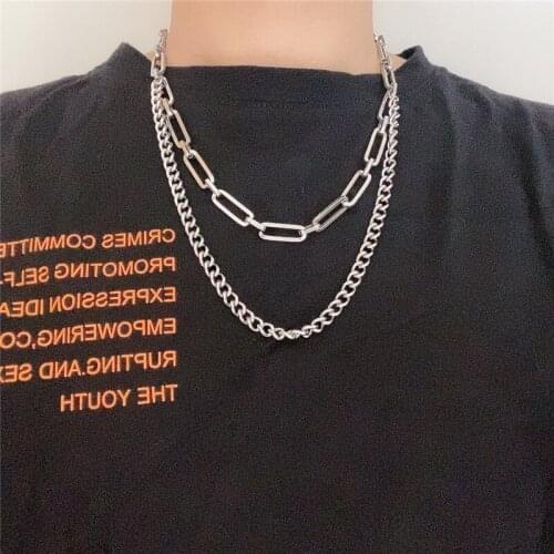 Fashion double-layer titanium steel stainless steel necklace men and women all-match chain hot sale