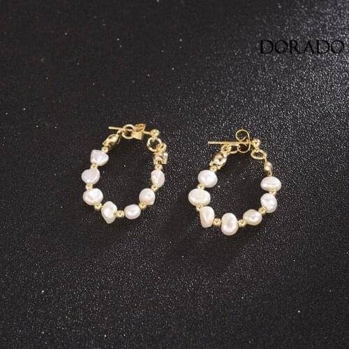 Dorado 2021 Fashion Baroque Natural Pearl Hoop Earrings Set For Women Elegant Female Dangle Earring popular Jewelry Accessories