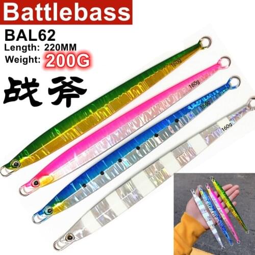 BATTLEBASS Seafishing jigging lure fast speed jig long casting metal jig salewater luminous fishing jig bait 1pcs 200g