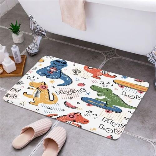 Cartoon Dinosaur Design Entrance Door Floor Mats Door Mat Non-Slip Foot Pad Home Welcome Carpet For Hallway Bath Kitchen Doormat