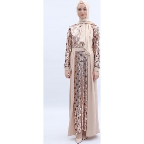 Muslim Dress Women Long Sleeve Dress Dubai Sequin Embroidery Long Dress Women Robe Abaya Turkey Muslim Fashion Dubai Abaya