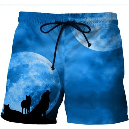 Mens Quick Dry Summer Beach Board Boxer Shorts Trunks 2020 Brand 3D Wolf Print Boardshorts Men Hip Hop Short Homme Beach Wear