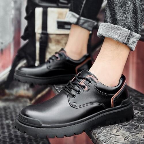 Martin boots mens low cut spring and autumn 9812 casual leather shoes mens British style leather summer wild short paragraph