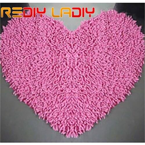 Latch Hook Rug Kits Crocheting Carpet Rug Pink Love Acrylic Yarn Pre-Printed Canvas Cushion Mat Crochet Tapestry Art Home Decor