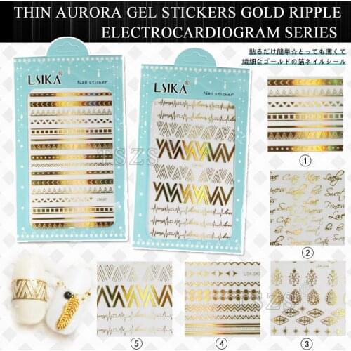 1bag/lot gold Chevron Stripe Nail Art Wraps Self adhesive Stickers Transfers Decals