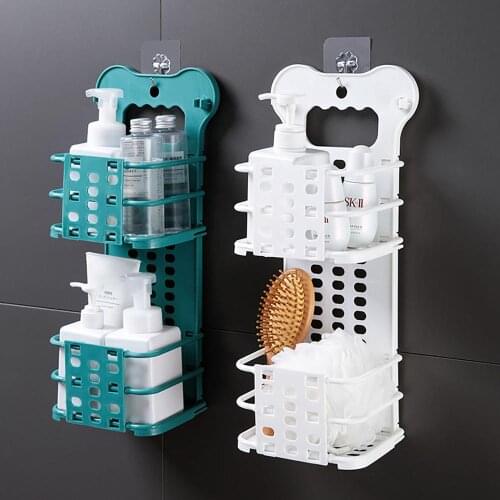 Wall Mounted Folding Bathroom Organizer Basket for Shampoo Comb Shower Gel Skin Care Products Space Save