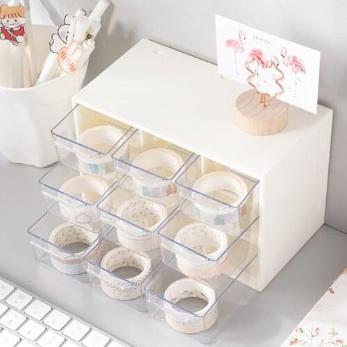 9 Grids Desktop Storage Box Transparent Makeup Jewelry Storage Boxes Cosmetic Stationery Sundries Organizer Drawer Organizer