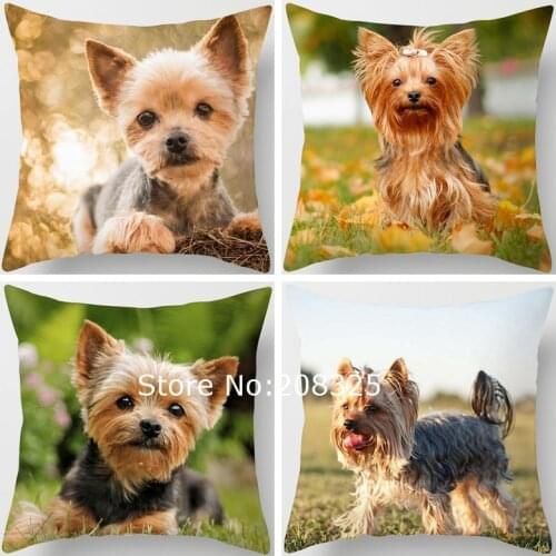 ZENGIA Yorshire Terrier Pillow Case Dog Cushion Cover Throw Pillow Cover Decorative Pillows For Sofa Home Decor Pillowcase