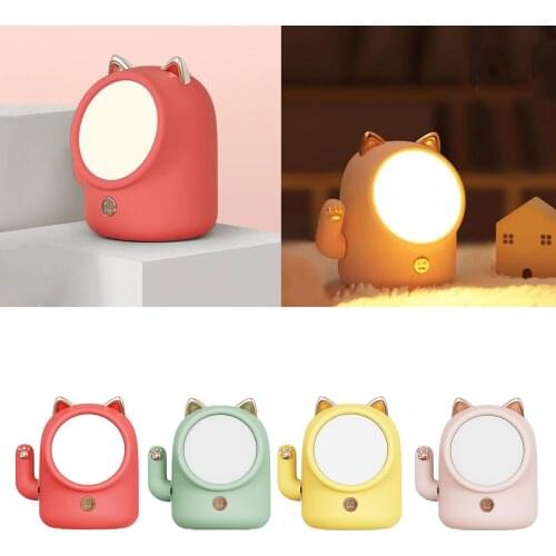 Lucky Cat Night Light USB Rechargeable Bedside Lamp Dimmable Light