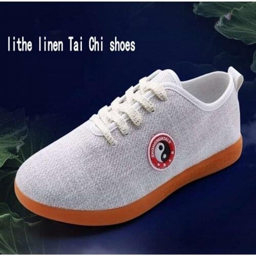 2019 New Chinese Kung fu shoes Tai chi Natural Linen fabric Wu shu for men or woman Martial arts products Performance shoes