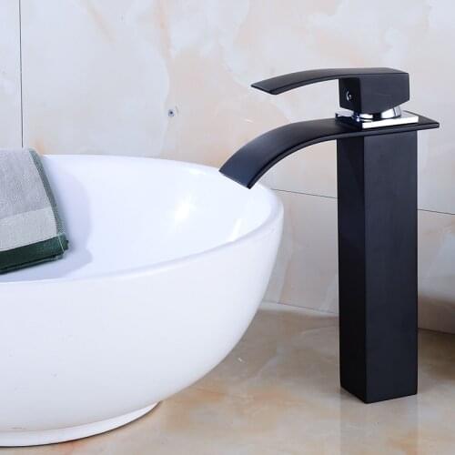 New Square Black Bathroom Faucet Brass Basin Mixer Bathroom Accessories Tap Bathroom Sink Basin Mixer Tap Short & Tall