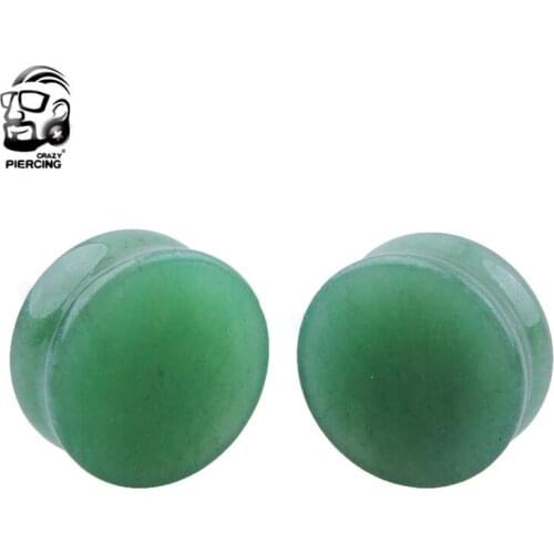New Product Stone Ear Plugs and Piercing 1 Pair of Aventurine Stone Earring Gauges Piercing Ear Expander Rings Body Jewelry