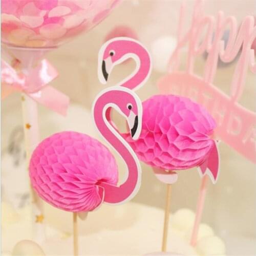Omilut 6pcs Hawaiian Flamingo Pineapple Cupcake Toppers Cake Picks Wedding Birthday Party Decorations Summer Party Supplies