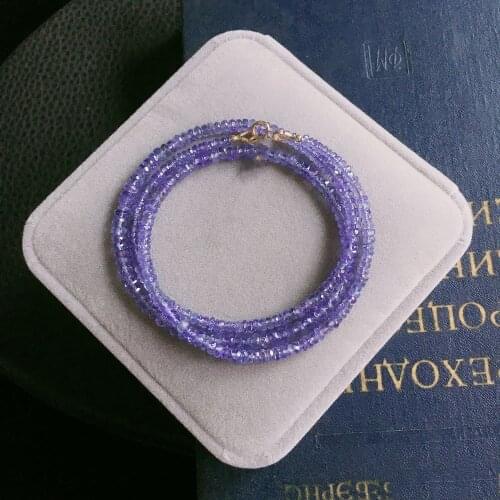 One set blue Tanzanite roundel faceted 3mm necklace bracelet 42cm 17cm 14k plated hook wholesale for women xmas gift