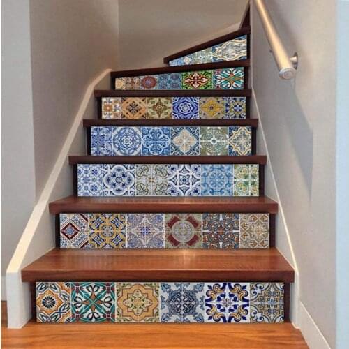 Peel and Stick Tile Backsplash Stair Riser Decals DIY Tile Decals Mexican Traditional Talavera Waterproof Home Decor Staircase D
