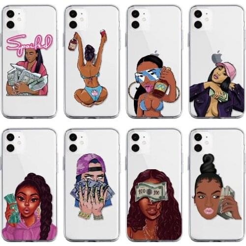 Customized African print black girl melanin phone case