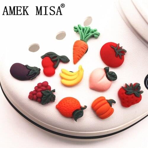Emulation Fruits&Vegetables Shoe Charms Spoof Mini Resin Garden Shoe Decoration Accessories fit croc jibz Kids Party X-mas Gift