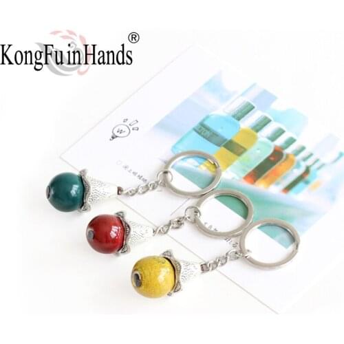 Simple Fashion Creative Portable Ceramic Key Chain Bag Pendant Characteristics Transfer Beads Handmade Beautiful Birthday Gift