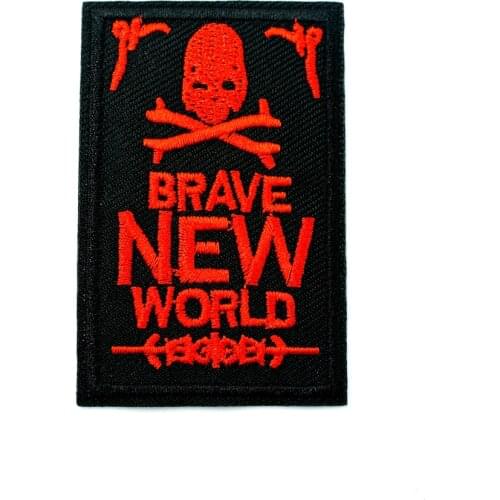 RED SKULL Size:4.5x7.1cm Patch Badges Embroidered Applique Sewing Clothes Stickers Garment Apparel Accessories DIY Patches Badge