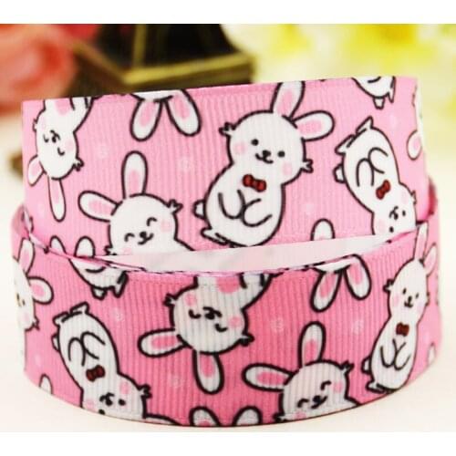 22mm 25mm 38mm 75mm Rabbit cartoon printed Grosgrain Ribbon party decoration 10 Yards X-04274