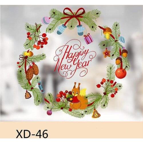 Christmas Glueless Static Stickers Santa Xmas New Year Window Decoration For Home Shopwindow Mall DIY Party Supplies 54x72CM
